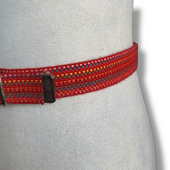 Vintage Woven Belt 80s Cherry Red Rainbow Kidcore Multicolor Pride Eclectic main image 4